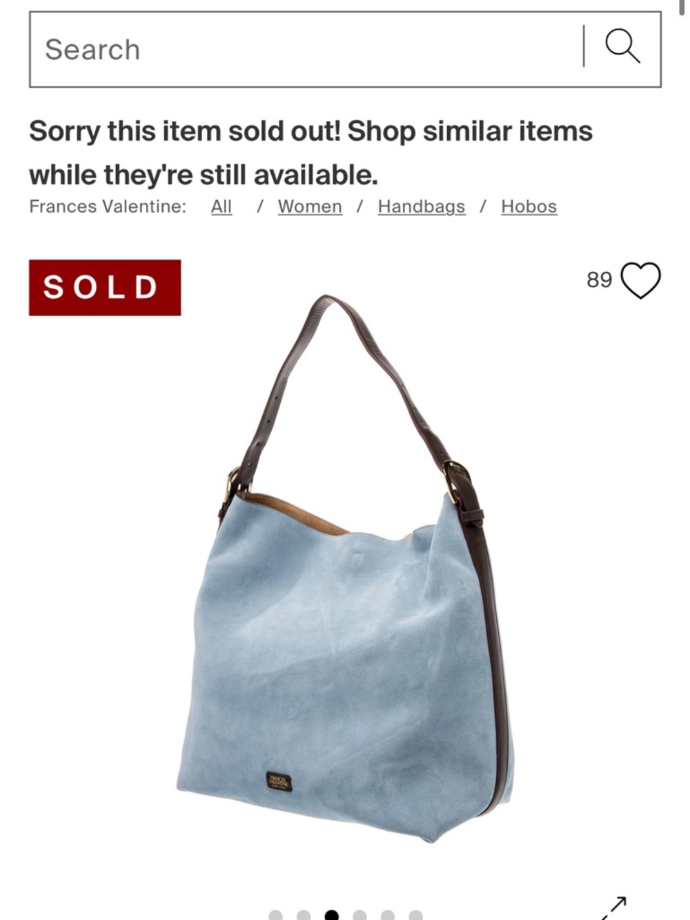 Frances Valentine Powder Blue Suede Hobo with Brown Shoulder Strap